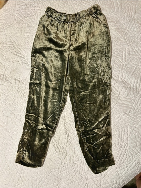 Anthropologie Pants - ETT:TWA by Anthropologie Olive Green Crushed Velvet Pants
